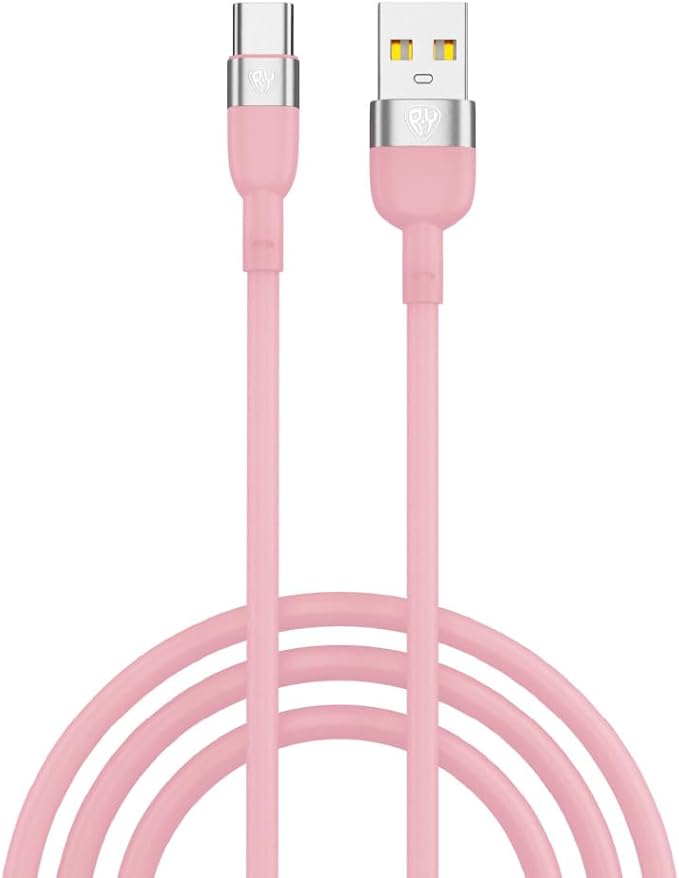BYWORLD Original Type C Fast Charging Cable 1m, QC3.0, 3A, USB A to USB C Data Transfer Cable, Silicone Braid (Pink)