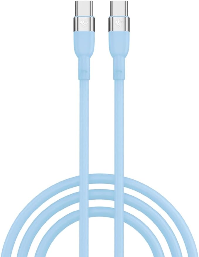 BYWORLD Original USB C to USB C PD65W Fast Charging Cable 1m 5A Type-C to Type-C Data Transfer Charging Cable Silicone Braid (Blue)