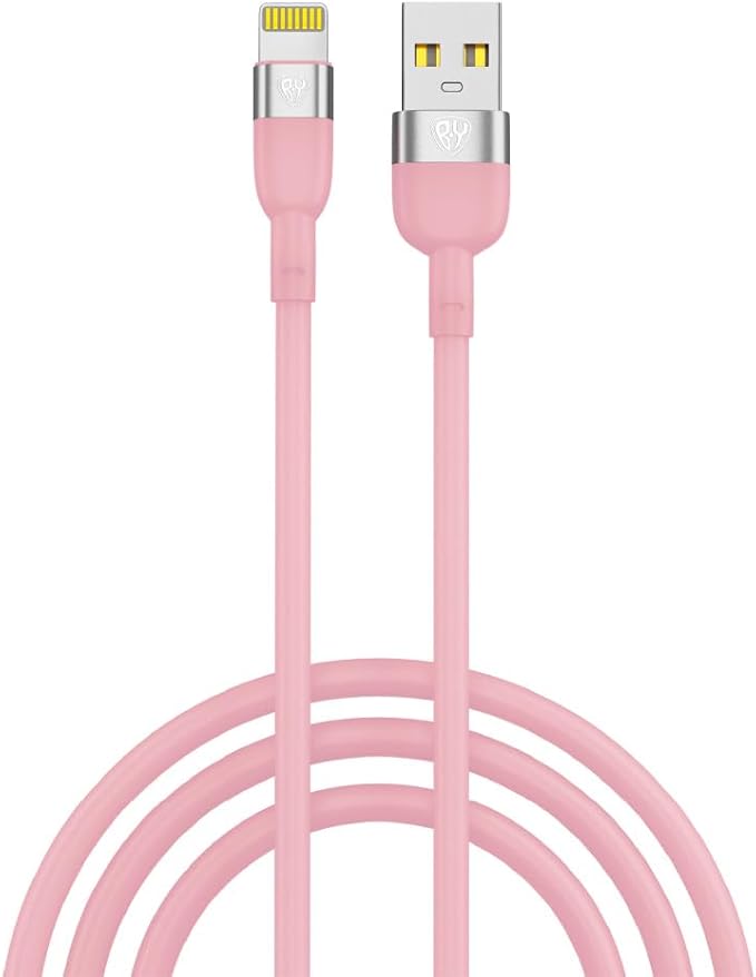 BYWORLD Original iP Cable 1m, iPhone Charging Cable 2.4A, Data Transfer, Silicone Braided (Pink)