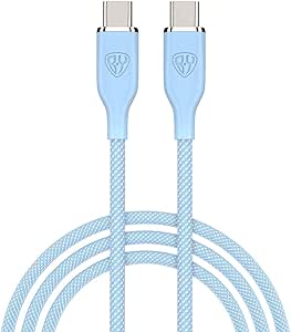 BYWORLD Original USB C-USB C PD 65W Fast Charging Cable 1m, 5A, Type-C to Type-C Data Transfer Charging Cable (Blue)
