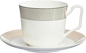 BYWORLD 290ml Porcelain Tea and Coffee Cup with Saucer in Gift Box, Classic Design Gold Plated with Gold Trim, White and Gold Color Mug with Plate for Home, Office, Cafe, Restaurant