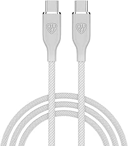 BYWORLD Original USB C-USB C PD 65W Fast Charging Cable 1m, 5A, Type-C to Type-C Data Transfer Charging Cable (Grey)