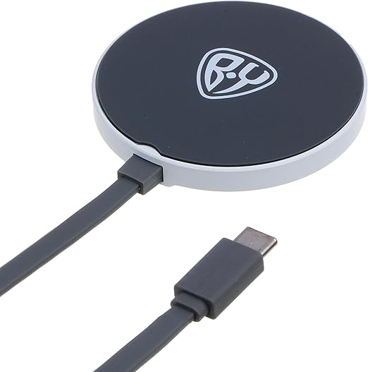 BYWORLD Original 15W QI Wireless Charger with Magnetic Mount with Built-In USB C Cable 1m (Wall Charger Adapter Not Included) Soft Touch