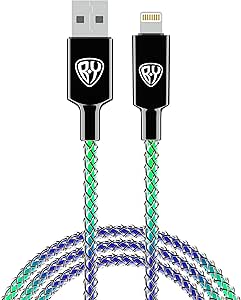 BYWORLD Original iP Cable with LED Flowing Light 1m iP Charging Cable 2.4A Data Transfer Charging Cable TPE Braid